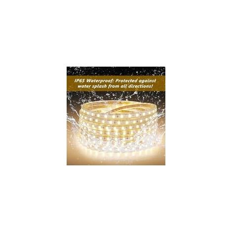 Ruban Led 3M, Très Lumineux Bandeau Led 220v avec Interrupteur,5050 IP65 Etanche, Blanc Chaud (1/4)