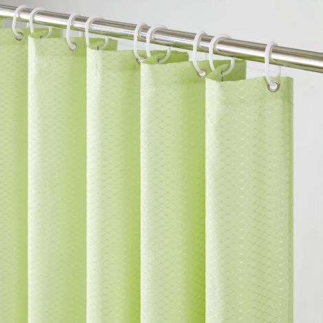c Rideau de Douche,Jaune Claire,150x180cm,Anti Moisissure,Tissu Polyester,Imperméable,Épais,Rideaux Baignoire Lavable,10 Crochets,Lesté,Gaufre (1/5)
