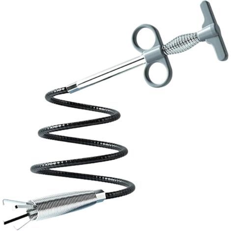 Tuyau d'égout gris en forme de serpent, 60 cm, drague à ressort à quatre griffes, outil de dragage, cuisine, salle de bains, drainage d'évier (1/5)