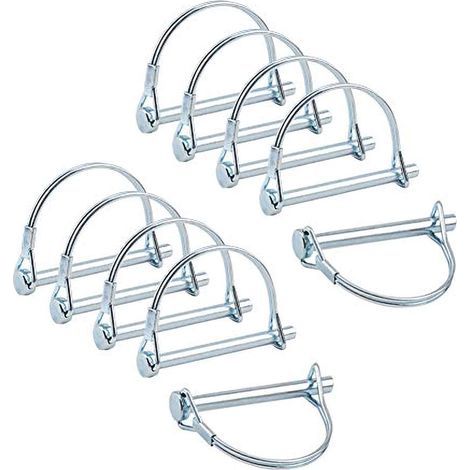 10pcs Axe de verrouillage de broche de coupleur de sécurité, 1/4 pouce de verrouillage de prise de force avec fil de retenue rond pour jardin de pelouse de remorques de ferme (1/5)