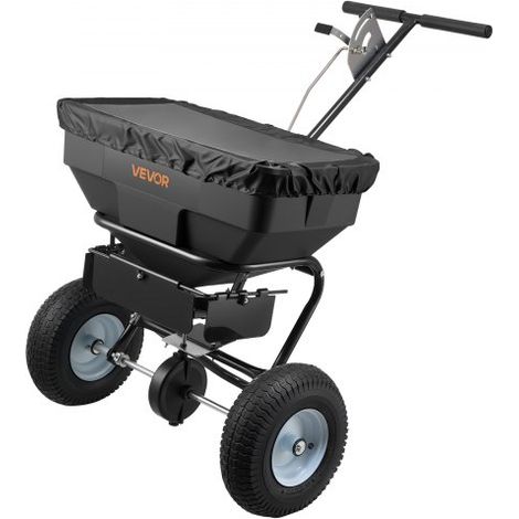 Streuwagen, 59 kg Fassungsvermögen, Düngerstreuer 0-3,66 m Streubreite, Saatgutstreuer mit 33 cm Luftreifen, einstellbarer Durchflussmenge, Schleuderstreuer für Dünger, Saatgut & Streusalz (1/5)