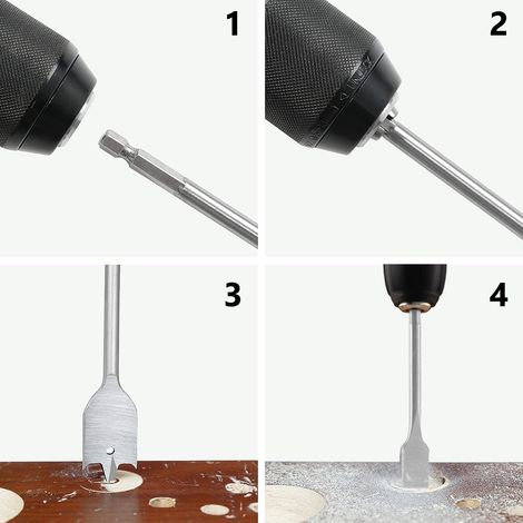 Foret Spatule - 20 mm 24 mm 25 mm - Tige Hexagonale En Acier Au Carbone - Pour Bois Plaques PVC - Lot De 3 (1/5)