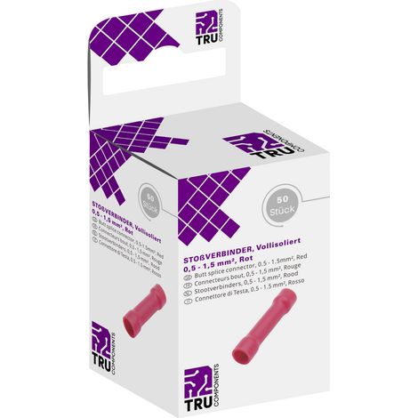 TRU COMPONENTS T1904C066 Parallelverbinder 0.50 mm² 1.50 mm² Vollisoliert Rot 50 St. (1/2)
