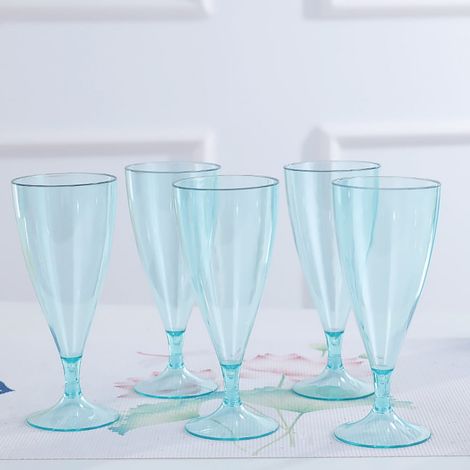 Flûte À Champagne - Set De 5 Verres Intégrés Dans Une Bouteille De Stockage - En PS Transparent - Pour Fête Pique-Nique Et Camping (1/5)