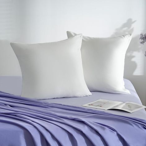 18 Couleurs Lot 2 Taie d'oreiller 65x65 cm Blanc Housse Oreiller Coussin pour Canapé Lit Fermeture Éclair Anti-Acariens Hypoallergénique Protège Oreiller Zip Microfibre (1/5)