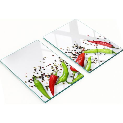 Küchenschneidebretter aus Glas mit Chili-Motiv, 2 x 40 x 52 cm (1/5)