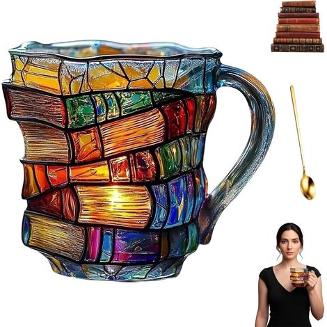 3D-bemalter, buchförmiger Kaffeebecher, einzigartiger stapelbarer Kaffeebecher, Halloween- und Thanksgiving-Dekorationen für Schlafzimmer und Flur (1/2)