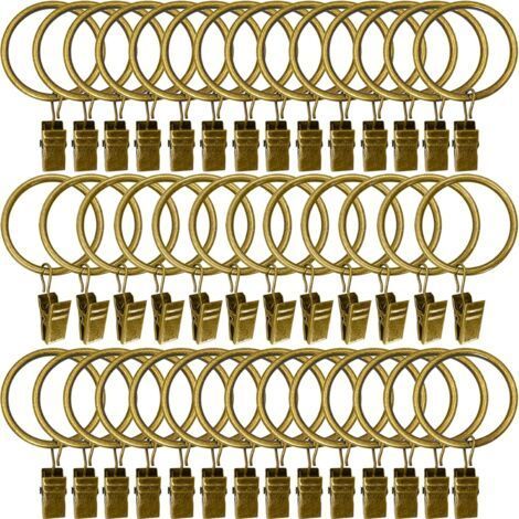 Metal Curtain Rings with Clips, 1.5" ID, Pack of 40 (Bronze) (1/5)