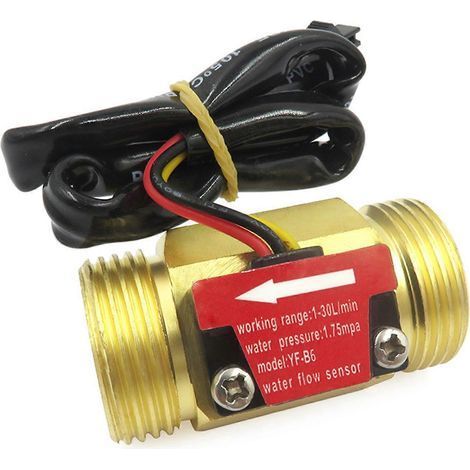 Capteur de débit d'eau à effet Hall 3/4'', compteur de débit, DC 3,5 V-24 V, 1-30 L/min, multicolore (1/5)