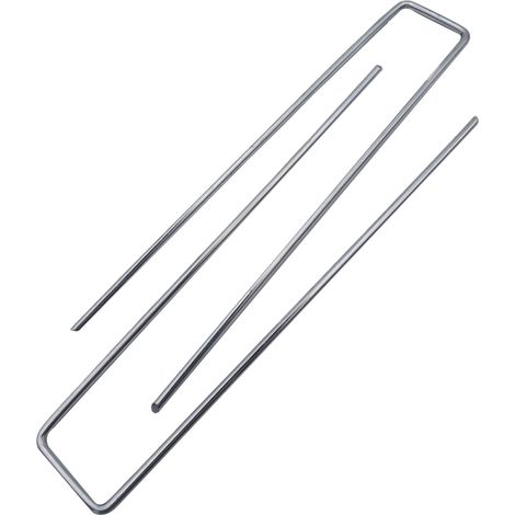Sardines de Fixation, Sardines Camping, 100 Pcs +16 Rondelles, en Acier (150x40x3mm), pour Le Jardin, Le Paillis et Le Gazon Artificiel (1/4)