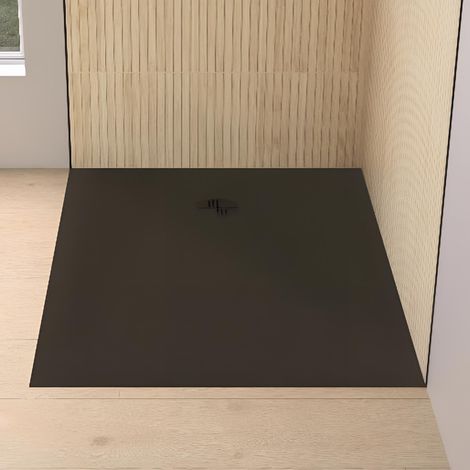 Receveur de douche KINEDO Kinemoon Evo 100x70 noir texture pierre lunaire inclu. grille assortie et bonde extra-plate