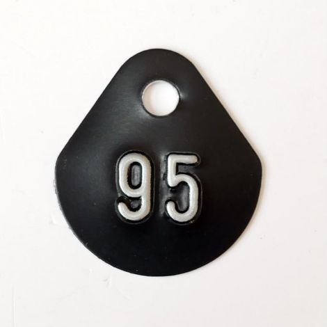 Chiffre goutte d'eau fond noir (à l'unité) estampé "95" en relief blanc hauteur d'écriture 11mm DERANCOURT