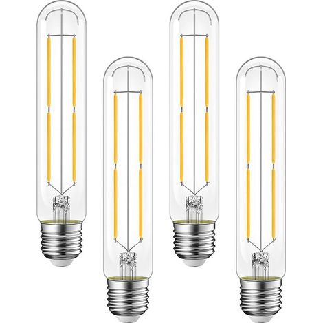 7W Ampoule LED Filament E27 T32, 806 lumens Equivalente à Ampoule Halogène Vintage 60W, 2700K Chaud, Non réglable, Lot de 4 (1/5)