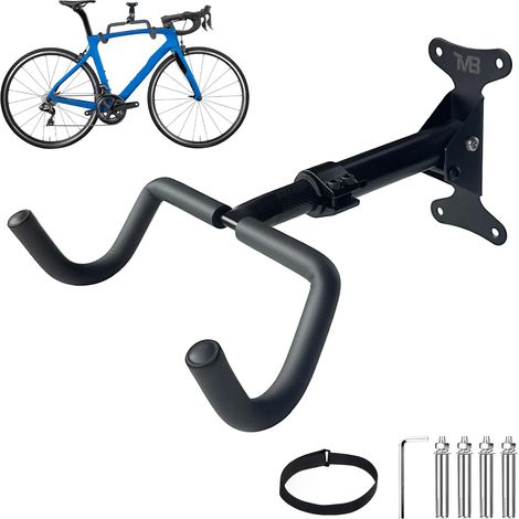 Support Vélo Mural, Accroche Velo Mural Garage Réglable, Capacité 30kg, Métal Antirouille, Installation Facile, Économie d'Espace pour Rangement Velo Intérieur (1/5)