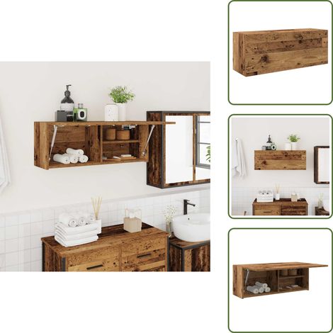 The Living Store Bad-Wandschrank Altholz-Optik 80x25x30 cm Holzwerkstoff - Holzwerkstoff Schrank (1/5)