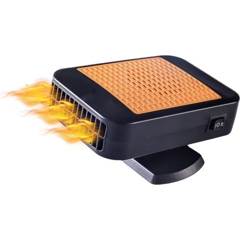 Chauffage pour voiture, portable, 200 W, avec rotation à 360°, 2 en 1, pour dégivrage rapide du pare-brise dans la voiture, chauffage sur pied, 12 V, orange (1/5)