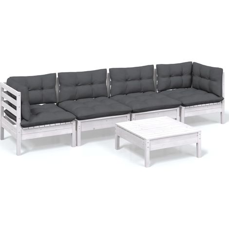 Maison Exclusive - Set Salotto da Giardino 5pz con Cuscini Legno Massello di Pino (1/5)