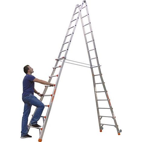 echelle telescopique Spiedra aluminium, 4x8 echelons hauteur de travail max 5,70m (1/5)