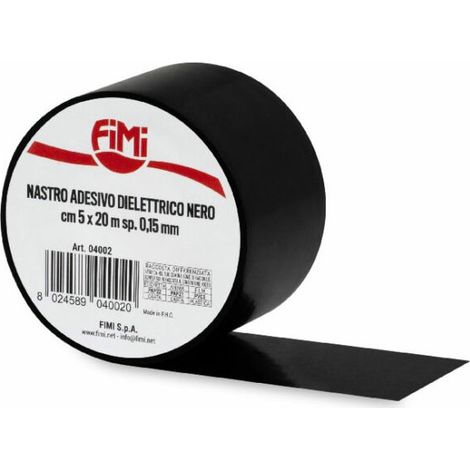 Nastro Adesivo Dielettrico Nero 5 cm x 20mt - spessore 0,15 mm- nastro isolante in PVC autoestinguente 04002