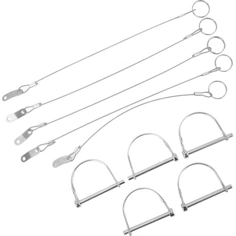 Lot de 5 goupilles de sécurité d'attelage avec chaîne anti-perte, axe de verrouillage en acier inoxydable 6 x 70 mm pour quad, SSV, camion et remorque. (1/5)