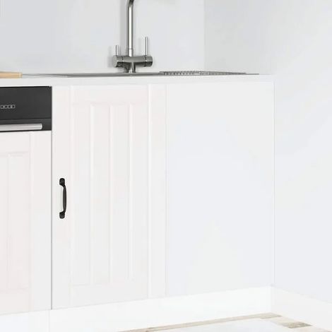 Meuble Bas de Cuisine en Bois d'Ingénierie, Style Industriel Blanc (1/5)