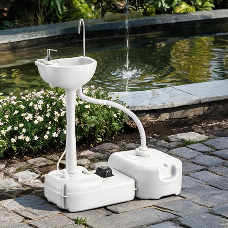 Lavabo de camping portable gris en plastique 83 x 50 x 103 cm (1/5)