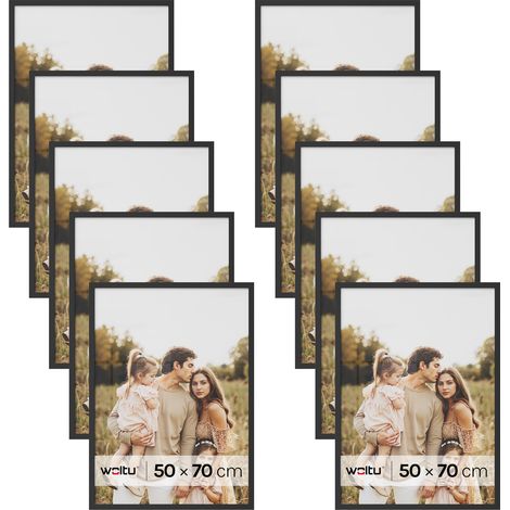 Lot de 10 Cadre Photo 50x70 cm WOLTU, Cadre pour Photo en Bois MDF, Décoration Murale ou sur Table, Noir (1/5)