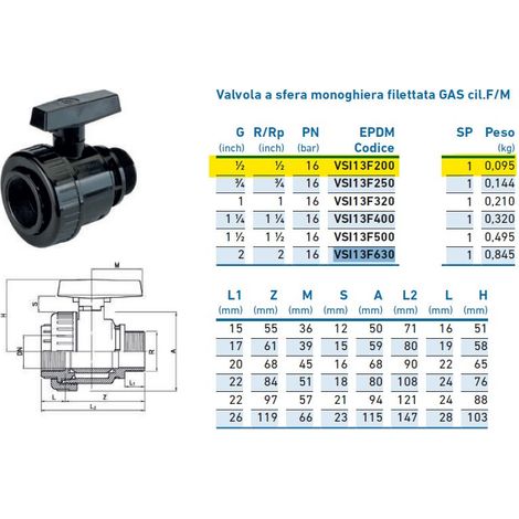 Valvola con attacco filettato GAS PVC ø1/2" MF INPV30120000