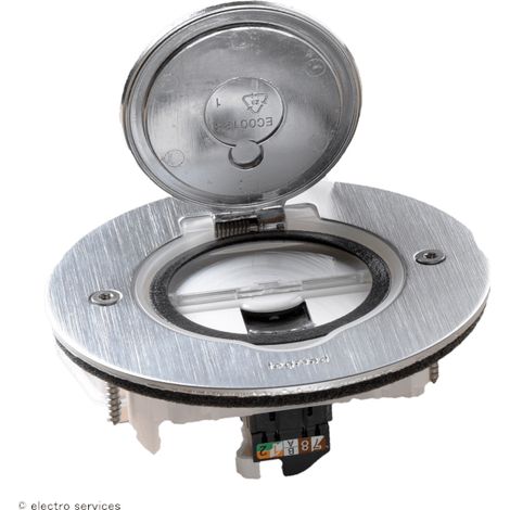 Prise de sol RJ45 Ronde Inox brossé Legrand (1/3)