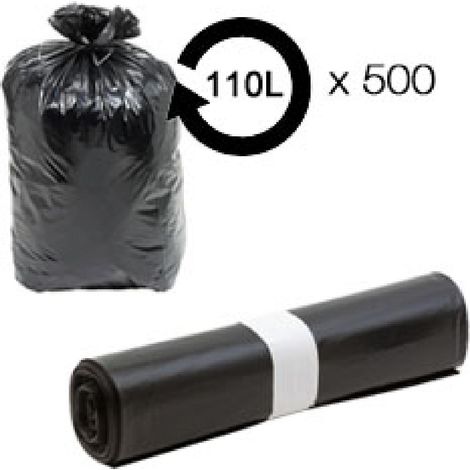 Sacs poubelle noir 110L - 18 microns HD -carton de 500-