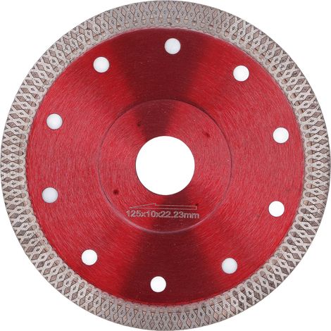 Lame de scie ultra-mince en acier allié au manganèse 65, diamant rouge, tranchante pour la porcelaine et le granit, 12,4 cm (4,9 po)