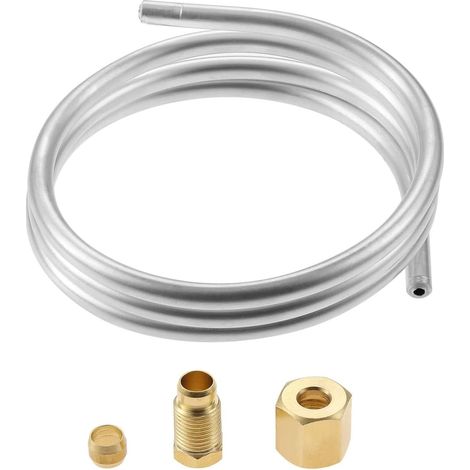 Tuyau en aluminium 1/4", 39" pour chaudière pilote avec compression Olive Fittings M10 x 1, écrous femelles et mâles, pour chauffe-eau à gaz (1/5)