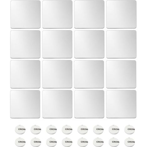 16 Pièces Autocollant Miroir Acrylique 10 × 10cm Petits Carrés, Design Décoratif pour Salon, Salle de Bain et Chambre, Miroirs Souple et Adhésif pour une Décoration Murale Créative et Personnalisée (1/5)
