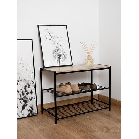 MEUBLE D'APPOINT NOIR MÉLAMINE MOA - 60X30X44,5 (1/2)