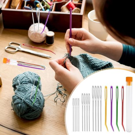 Aiguille Grand Chas, Lot de 16, Coudre, Inox, Gobelin, Canevas, Robuste, Fil, Couture, Needle (1/5)