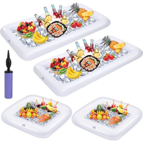 Set mit 4 aufblasbaren Eisdielen – Schwimmendes Buffet für Poolpartys mit Kühlbox und Serviertabletts, inklusive Pumpe – Sommerparty-Accessoires (1/5)