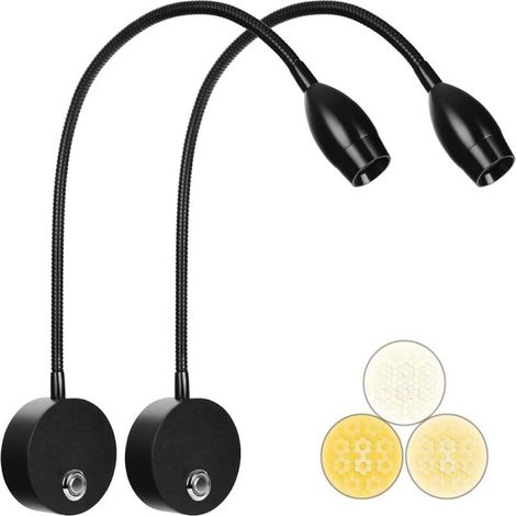 LED-Wandleselampe, LED-Nachttischlampe mit Touch-Dimmer, 360° schwenkbare Schwanenhalslampe, geeignet für das Schlafzimmer (2er-Pack)