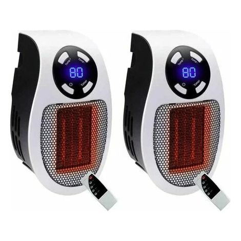 Riscaldatore plug-in 2 pezzi Mini riscaldatore elettrico 500W Termostato regolabile Riscaldatore Funzione di controllo della temperatura Funzione timer Riscaldatore portatile (1/5)