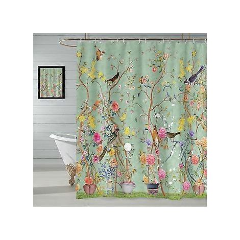 Duschvorhang, Schmetterling, Vogel, Blume, wasserdicht, schimmelresistent, waschbar, mit 12 Haken