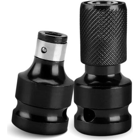Lot de 2 adaptateurs de visseuse à percussion, entraînement carré 1/2" vers 1/4", pour clé à cliquet à frapper tournevis, porte-embouts (1/5)