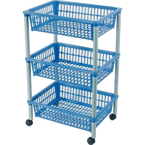 Chariot de rangement à 3 paniers - 1 unité - Plastique robuste - Mobilité 360° - Cuisine et salle de bain - 40x29x62 cm (1/2)