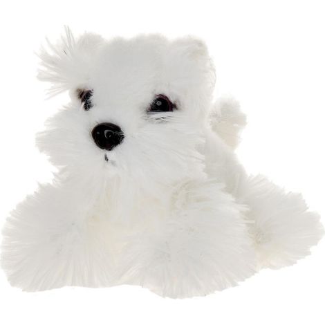 Cane seduto bianco 13 cm