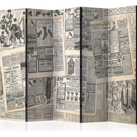 Paravent 5 Volets "Vintage Newspapers" 172x225cm (1/2)