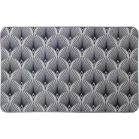 Tapis Tissé Imprimé "Casella" 45x75cm Gris (1/2)