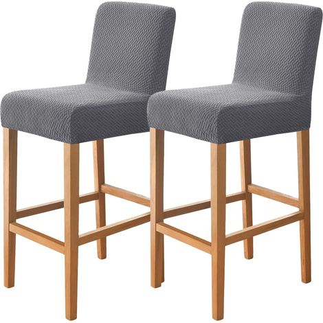 Set di due coprisgabelli da bar, composto da sedile elastico e rimovibile con schienale, forma quadrata, ideale per cucine, ristoranti e bar - colore grigio.