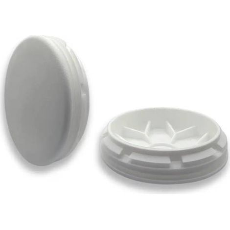 Ajile - Bouchon embout rond plat de finition BLANC pour tube de diam. 60 mm