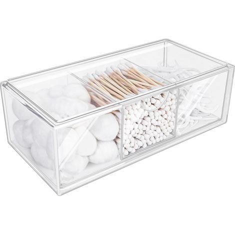 Boite Coton Tige Acrylique, Rangement Maquillage Organisateur,Organisateur Tiroir Salle de Bain, Rangement Maquillage Tiroir, pour Chambre à Coucher (1/5)