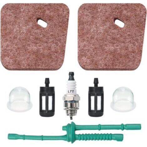 Filtre à Air pour STIHL FS38 FS55 FS45 FS46 KM55 FS55R Débroussailleuses, Kit Maintenance FS 38 Filtre a Air avec Bougie, Pompe d'Amorcage, Tuyau et Filtre a Essence (1/5)