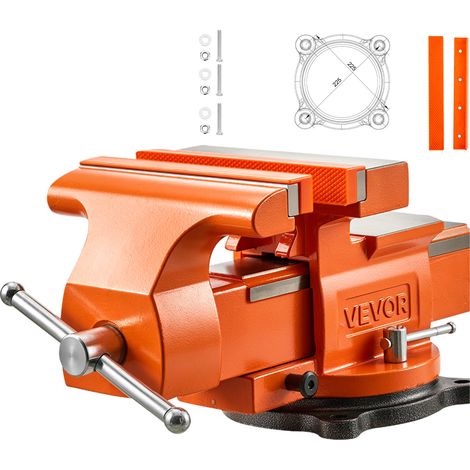 VEVOR Morsa da Banco per Falegnami Larghezza Ganasce 203 mm Girevole a 360° Lavorazione del Legno Foratura Taglio Tubi con Incudine, Ghisa Sferoidale, Profondita di Gola 71mm Apertura Ganasce 155mm (1/5)