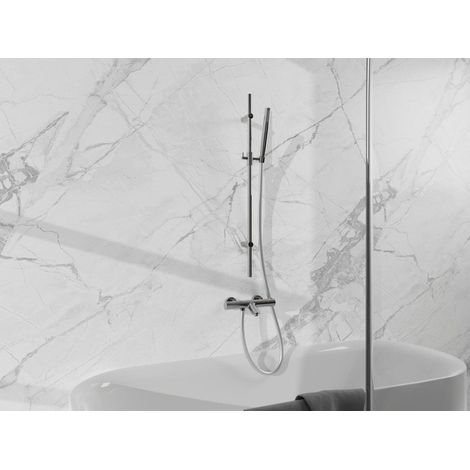 Fortifura Calvi Mitigeur baignoire - avec barre curseur - douchette stick - flexible lisse - chrome (1/5)